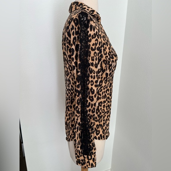 Guess Cheeta Print Long Sleeve Button Up Shirt - Picture 3 of 5